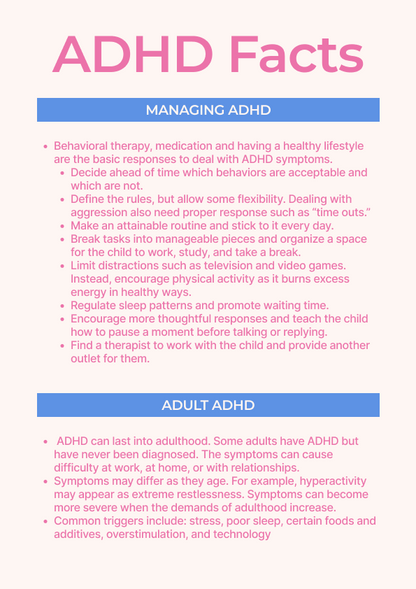 Kids ADHD Worksheet + Infographic