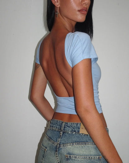 Backless Crop Top Fashion Tee